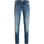 Reduzierte Blaue Atmungsaktive Jack & Jones Skinny Jeans mit Reißverschluss aus Denim für Herren Weite 31, Länge 34 