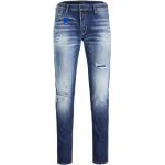 Reduzierte Blaue Jack & Jones Slim Fit Jeans mit Reißverschluss aus Denim für Herren Weite 29, Länge 32 