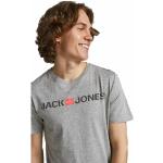 Graue Jack & Jones Rundhals-Ausschnitt T-Shirts für Herren Größe L 
