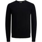Schwarze Unifarbene Casual Langärmelige Jack & Jones Rundhals-Ausschnitt Strickpullover aus Baumwollmischung für Herren Größe 8 XL 