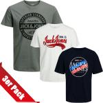Bunte Jack & Jones Rundhals-Ausschnitt T-Shirts für Herren Größe 6 XL 3-teilig 