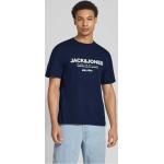 Dunkelblaue Jack & Jones T-Shirts aus Baumwolle für Herren Größe L 