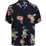 Reduzierte Schwarze Tropische Kurzärmelige Jack & Jones Hawaiihemden aus Viskose für Herren Größe XL für den für den Sommer 