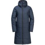Blaue Gepunktete Winddichte Jack Wolfskin Midi Nachhaltige Damenmäntel Größe XL für den für den Winter 