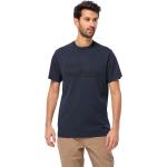 Blaue Langärmelige Jack Wolfskin Bio T-Shirts aus Baumwolle für Herren Größe S 