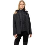 Reduzierte Schwarze Wasserdichte Winddichte Atmungsaktive Jack Wolfskin 3-in-1 Jacken aus Fleece für Damen Größe L für den für den Winter 