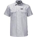 Reduzierte Weiße Kurzärmelige Karo Jack Wolfskin Thompson Hemden mit Kent-Kragen aus Polyester für Herren Größe M 