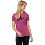 Magentafarbene Kurzärmelige Jack Wolfskin Hiking T-Shirts für Damen Größe S 