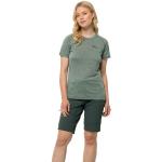 Grüne Sportliche Kurzärmelige Jack Wolfskin Kammweg T-Shirts aus Jersey für Damen Größe XS 