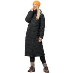 Schwarze Winddichte Atmungsaktive Gesteppte Jack Wolfskin Kyoto Maxi Daunenmäntel lang mit Reißverschluss aus Kunstfaser für Damen Größe S für den Winter - versandkostenfrei 