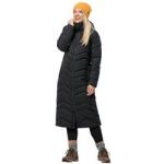 Schwarze Winddichte Atmungsaktive Gesteppte Jack Wolfskin Kyoto Maxi Daunenmäntel lang mit Reißverschluss aus Kunstfaser für Damen Größe XS für den Winter - versandkostenfrei 