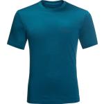 Reduzierte Blaue Kurzärmelige Jack Wolfskin Hiking T-Shirts aus Polyester für Herren Größe M 