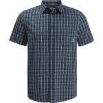 Reduzierte Blaue Karo Kurzärmelige Jack Wolfskin Hot Springs Bio Shirts mit Tasche aus Baumwolle für Herren Größe L 