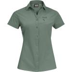 Dunkelgrüne Kurzärmelige Jack Wolfskin Peak Nachhaltige Shirts mit Tasche aus Kunstfaser für Damen Größe M 