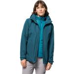 Blaue Wasserdichte Winddichte Atmungsaktive Jack Wolfskin 3-in-1 Jacken aus Polyester für Damen Größe M für den für den Winter 