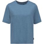 Reduzierte Blaue Langärmelige Jack Wolfskin Travel T-Shirts aus Polyester für Damen Größe XXL 