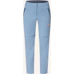 Blaue Wasserdichte Winddichte Atmungsaktive Jack Wolfskin Glastal Zip Off Hosen mit Reißverschluss aus Softshell für Damen Größe S 