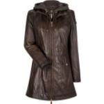 Braune MILESTONE Übergangsjacken aus Leder mit Kapuze für Damen Größe 3 XL für den für den Herbst 