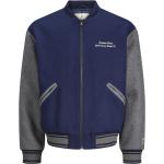 Reduzierte Marineblaue Melierte Color Blocking Jack & Jones College-Jacken mit Reißverschluss aus Polyester für Herren Größe S für den für den Herbst 