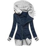 Hellblaue Gesteppte Mini Zip Hoodies & Sweatjacken mit Reißverschluss aus Baumwolle Handwäsche für Damen Größe L Weihnachten für den für den Herbst 