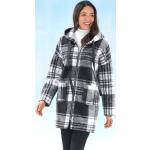 Anthrazitfarbene bader Boucle-Jacken aus Wolle mit Kapuze für Damen Größe XS 