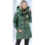Dunkelgrüne bader Winterjacken aus Taft mit Kapuze für Damen Größe L für den für den Winter 