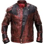 JACKETZONE Star Lord Jacket | Guardians of The Galaxy 2 Chris Pratt Jacke, Echtes Leder – rote Jacke, Medium