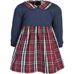 Marineblaue Karo Langärmelige Jacky Kinderkragenkleider aus Baumwolle für Mädchen Größe 68 