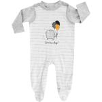 Offwhitefarbene Melierte Langärmelige Strampler mit Shirt mit Tiermotiv mit Knopf aus Baumwolle für Babys Größe 68 