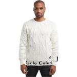 Reduzierte Weiße Unifarbene Carlo Colucci Rundhals-Ausschnitt Rundhals-Pullover für Herren Größe M für den für den Sommer 