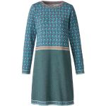 Blaue Unifarbene Langärmelige Dunque Bio Nachhaltige Strickkleider aus Baumwolle für Damen 