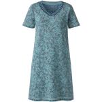 Blaue Blumenmuster Elegante Dunque Bio Nachhaltige V-Ausschnitt Freizeitkleider aus Baumwolle für Damen Größe S 