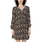 Jacqueline de Yong, Blumen V-Ausschnitt Langarm Kleid Black, Damen, Größe: XL