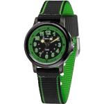 Grüne Wasserdichte Jacques Farel Quarz Kinderarmbanduhren aus Textil mit Analog-Zifferblatt mit Mineralglas-Uhrenglas mit Metallarmband 