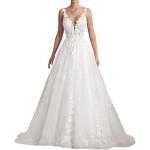 Weiße Jaeden V-Ausschnitt Brautkleider Prinzessin aus Tüll für Damen Größe XL für die Braut 
