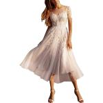 Elfenbeinfarbene Kurzärmelige Jaeden Mini Kurze Brautkleider aus Tüll für Damen Größe XXL für die Braut 