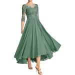 Pastellgrüne Elegante 3/4-ärmelige Jaeden Midi Chiffon-Abendkleider aus Chiffon für Damen Größe M für Hochzeitsgäste 