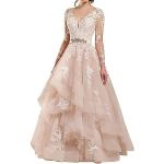 Rosa Jaeden V-Ausschnitt Brautkleider Prinzessin aus Tüll für Damen Übergrößen für die Braut 