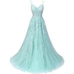 Himmelblaue Vintage Ärmellose Jaeden Maxi Lange Abendkleider aus Tüll für Damen Größe L zum Abschlussball 