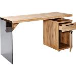 Jahnke Schreibtisch »LUX«, wechselseitig montierbar, Seitenteil aus ESG Sicherheitsglas, braun