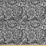Schwarze Blumenmuster Retro Abakuhaus Tischdeckenstoffe 