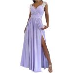 Violette Unifarbene Elegante Langärmelige V-Ausschnitt Kurze Abendkleider mit Glitzer für Damen Größe M für Partys für den für den Sommer 