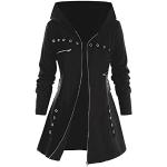 Schwarze Unifarbene Gothic Wintermode mit Reißverschluss aus Tüll für Damen Größe 4 XL für den für den Herbst 
