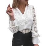 Weiße Business Stehkragen Tunika-Blusen mit Pferdemotiv aus Spitze mit Kapuze für Damen Übergrößen für den für den Winter 