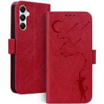 Rote Samsung Galaxy A05s Hüllen Art: Flip Cases mit Bildern aus Glattleder mit Ständer 