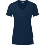Reduzierte Marineblaue Melierte Jako Bio V-Ausschnitt T-Shirts aus Baumwolle für Herren Größe XS 
