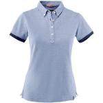 Blaue Melierte Kurzärmelige Kurzarm-Poloshirts aus Baumwolle für Damen Größe XS 