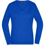 Royalblaue James & Nicholson V-Ausschnitt Strickpullover aus Baumwolle maschinenwaschbar für Damen Größe S 