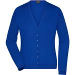 Royalblaue James & Nicholson V-Ausschnitt Strickpullover aus Baumwolle maschinenwaschbar für Damen Größe S 