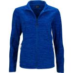 Royalblaue Melierte James & Nicholson Stehkragen Damensweatshirts mit Reißverschluss aus Fleece mit Kapuze Größe XL 